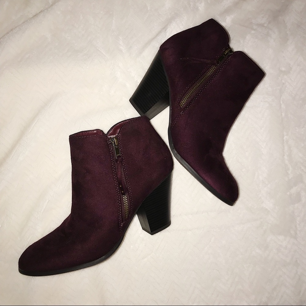 Maroon Suede Ankle Boots (Charlotte Russe)